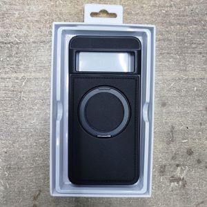 Black PU Leather Case with Ring Kickstand Compatible with MagSafe, Magnetic Back Cover for Google Pixel 8