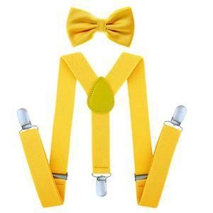 High Quality Adjustable Suspender & Bowtie Set Unisex-Yellow