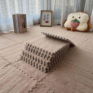 10pcs pack of soft plush square rug tiles, EVA foam mat, suitable for bedroom and living room rugs