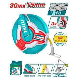 TOTAL TMTF18306 Fibreglass measuring  tape 30mx15mm