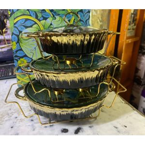 Ceramic 3pcs Chaffing Dishes/ Food Warmers