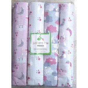 Kolaco 4 In 1 Cotton Flannels / Receiving Blankets (ASSORTED PRINTS AND FLOWERS)