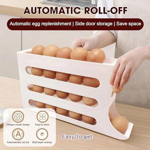 4-Layer Rolling Egg Holder / Dispenser – 30-Egg Storage Organizer - White 