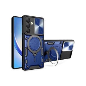 ORIGINAL SAMSUNG GALAXY A36 5G BLUE OR BLACK CASE COVER WITH MAGNETIC RING HOLDER KICKSTAND AND CAMERA LENS SLIDE PROTECTOR COVER MILITARY GRADE HARD AMOUR SHOCK PROOF RUGGED PHONE CASE.
