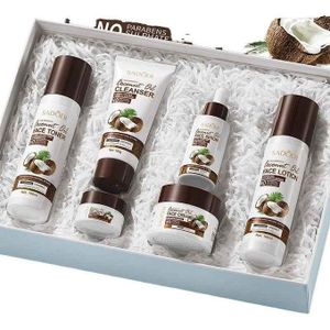 SADOER Coconut Oil Infused Nourishing Skin Care Set, Face Serum, Toner, Anti- Aging Collagen