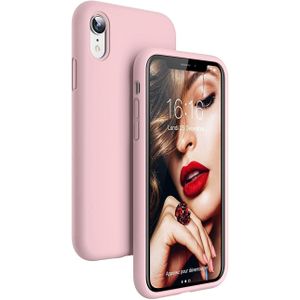 Soft Flexible Silicone Case for Apple iPhone XR, Shockproof Anti-Scratch Slim TPU Protective Back Cover (Pink)