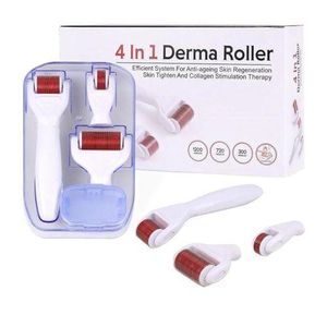 4 in 1 derma roller microneedling kit for face and body -micro needle microdermabrasion roller for skin repair ,hair &beard growth, reduces acne scars -3 replaceable  heads.