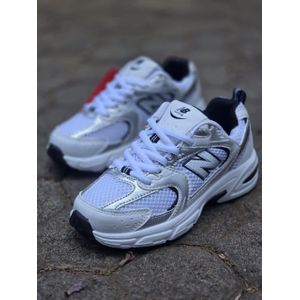 NB 530 – White/Silver Mesh Running Sneakers