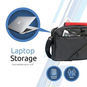 Promate Premium Lightweight Messenger Bag for Laptops up to 15.6” with Front Storage Zipper