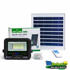 JSOT Lamp 100W Solar LED Flood Light With Solar Panel & Remote - IP67, 3 Color Modes, 12+ Hours