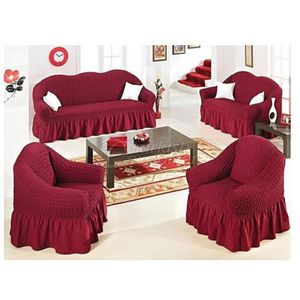 Buble Strestch Turkish Sofa Covers 7-Seater Set (3:2:1:1 Maroon)