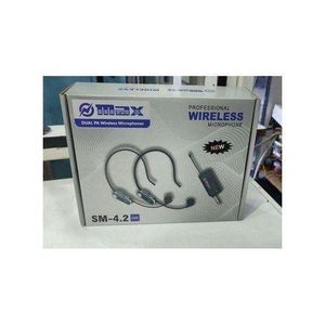 Omax Dual PA wireless microphones 3 in 1 , 2 Head Microphones and 1 tie clip microphone SM-4.2 UHF