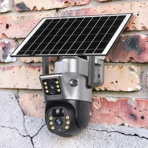 Built In Rechargeable Battery Ultra Low Power System 12MP 4G PTZ Rotating Dual Lens Solar Camera