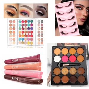 Makeup kit set - Eyeshadow palette, 4pcs Lipgloss, Eyelashes, micolor contour palette + FREE Gift BAG