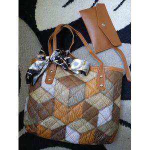 Multicolored Diamond Grid Printed Handbag – Stylish Everyday Fashion Shoulder Bag