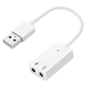 Bn USB Sound Adapter7.1 Channel LED Indicator External Audio Stereo Sound Card Converter 3.5mm AUX Microphone Jack for Gaming Headset Earphone PS4 Laptop Desktop Windows Mac OS Linux(Plug N Play, White)