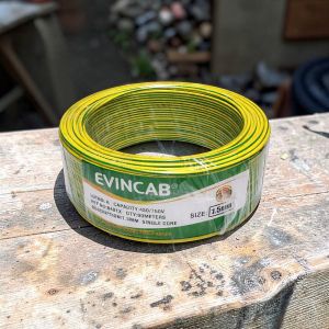 Evin 1.5mm Yellow/Green Single Core Solid Flame Retardant Flexible Electrical Wiring Cable