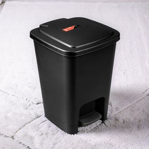 Large Capacity Compatible Bin Liners Easy Cleaning 30L Black Hard Plastic Step Pedal Waste Garbage Dust Bin 