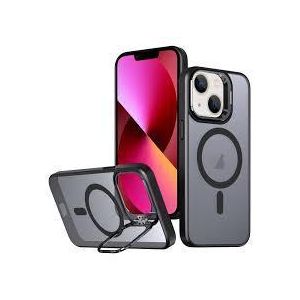 IPHONE 15 Cover with Ultra Invisible Metal Holder/ Support Transparent Magnetic Mobile Phone Case  Comfortable Grip Phone Case/ Cover