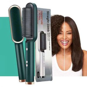  Electric Hair Straightener Brush Iron Hot Comb