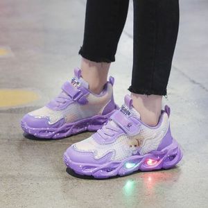 Fashion Kids LED Light up Shoes Girls Velcro Sneakers Purple