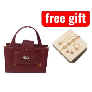 Elegant Durable Women's Handbag with Free 4PCS Jewelry Gift Set -Necklace, Earrings, Bracelet & Ring Perfect for office work, casual outings, This handbag offers enough space to carry all your essentials As a bonus comes with FREE 4pc jewelry gift set