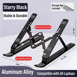 Foldable Portable Aluminum Alloy Stand, Double Forked Desktop Support for Laptop & Tablet, Height Boosting & Easy to Store
