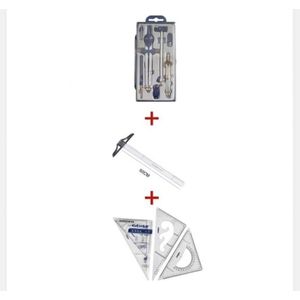 Hb Engineering technical drawing set+plastic t-square 60cm+ plastic sets square 30°/60° &45°