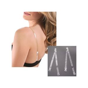 Pair Adjustable Detachable Transparent Clear Invisible Bra Straps Metal  Hook UK