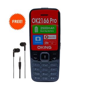 Oking OK2166 Pro 1.77" Display Triple Sim Wireless FM Torch Light 2500mAh Type C Port + Free Earphones-Black