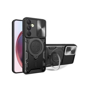 ORIGINAL SAMSUNG GALAXY A35 5G BLACK CASE COVER WITH RING HOLDER KICKSTAND AND CAMERA LENS SLIDE PROTECTOR COVER MILITARY GRADE HARD AMOUR SHOCK PROOF RUGGED PHONE CASE.