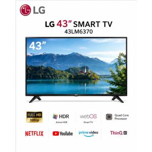 LG 43 Inch Smart TV 43LM6370 Full HD LED HDR webOS Netflix YouTube WiFi Bluetooth DVB-T2/S2 – Black