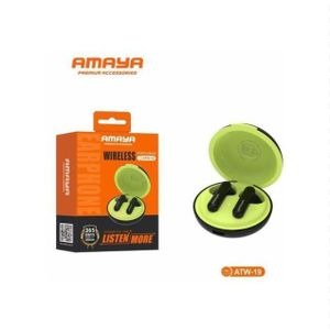 Amaya ATW-19 Wireless Sports Earbuds, Earpods, Airpods, Headphones – Bluetooth 5.4, 24H Playtime with Active Noise Cancellation - Black