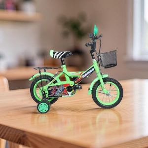 	Cartoon Bike 2-4 years Boys and Girls Colorful Design Green Size 12 Inch 2-4 years Old 85–100 cm Children Kids Bike Bicycle with Stabilizer & Front Basket