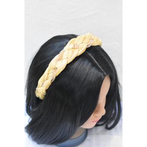 Golden Braided Beaded Headband – Elegant Women’s Hair Accessory
