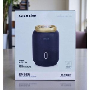 Green Lion Ember Bakhour Burner, Electric Portable Oud Burner, 500°C Heating Temp, Auto-Off, USB Rechargeable, Wide Area Coverage, Incense Bukhoor for Home, Office and Car - (Black)