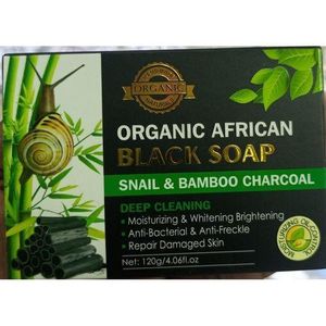 Organic African Black Soap With Snail & Bamboo Charcoal, 120g