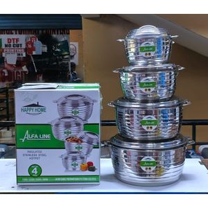 Happy Home Alfa Line 4pcs Insulated Stainless Steel Hotpot Set – 1500 / 2500 / 3500 / 5000