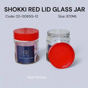 Shokki Airtight red lid glass jar  870ml