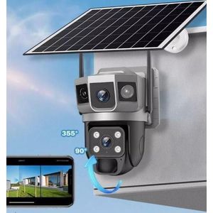 Solar Light 4MP Dual Lens Solar Camera 8w Solar Panel 8000mah Battery 360 Degree PTZ Camera Motion Detection Bullet Camera