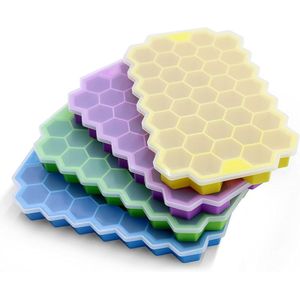 Silicone Ice Cube Tray 37 Grid Ice Cube Mold With Lid Honeycomb Ice Maker Reusable Ice Container for Whiskey Coffee Juice