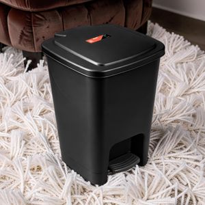 User Friendly Lightweight Easy Move Garbage Bin 30L Black Hard Plastic Step Pedal Waste Garbage Dust Bin 