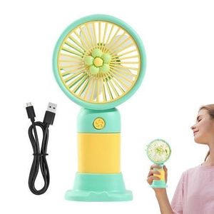General USB Handheld Fan - 7.8cm x 5.3cm - Green/Yellow - Lightweight, Rechargeable, Multi-Use