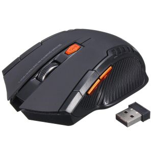 2.4GHz Wireless Optical Mouse Game Mice with USB Receiver Mause for PC Office Laptops (Black)