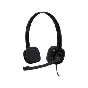 Logitech H151 Wired Headset, Analog Stereo Headphones with Rotating Noise-Cancelling Microphone, 3.5 mm Audio Jack, In-Line Controls, PC/Mac/Laptop/Tablet/Smartphone - Black
