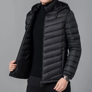 Puffed Autumn Warm Black Hooded Long Sleeve puff jacket For men