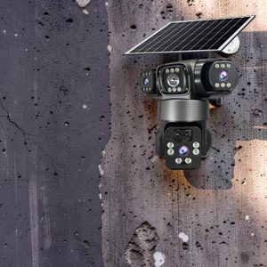 	Auto Human Tracking 20MP 4K Ultra HD Resolution 4G PTZ Rotating Triple Lens Three Screens Outdoor Security Solar Camera