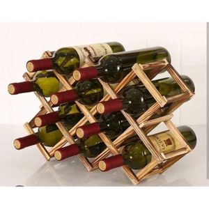 Wood Foldable 10 Slot wooden wine bottle rack Holder -Perfect for home and restaurant use.