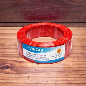 Evin 1.5mm Red Single Core Solid Stable Performance Easy Install PVC Indoor Electrical Wiring Cable 