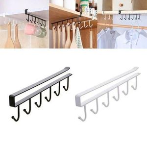 Iron 6-Hook Under-Shelf Organizer – Smart Storage for Every Space